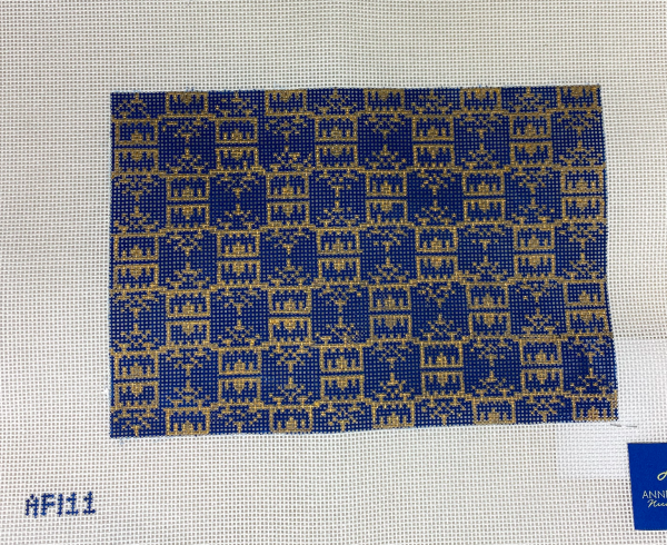 * Anne Fisher Needlepoint Navy Gold Clutch For Discount